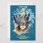 Maskerade thema carnaval vuurwerk masker gemaskeer kaart (Voorkant)
