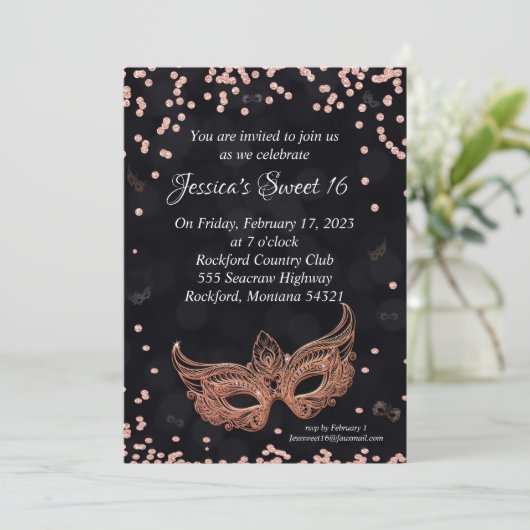 Maskerade Uitnodiging (Staand voorkant)