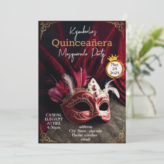 Maskerade Uitnodiging (Staand voorkant)