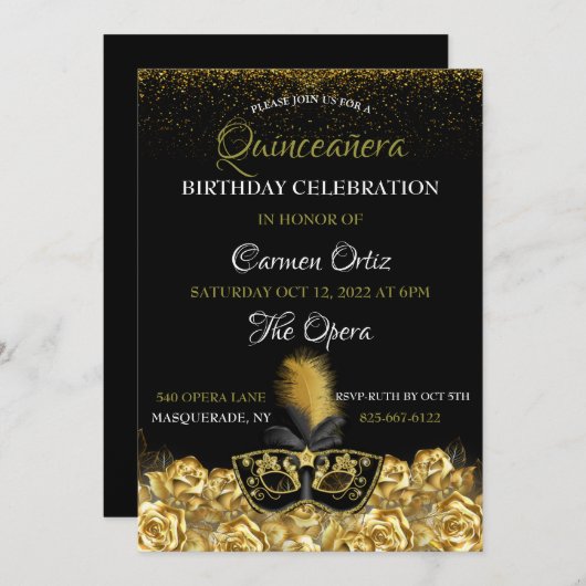 Maskerade Uitnodiging (Voorkant / Achterkant)