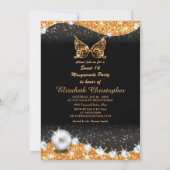 maskerade van zwart en goud, zoet 16 met pareluitv kaart (Achterkant)