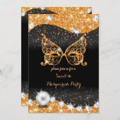 maskerade van zwart en goud, zoet 16 met pareluitv kaart (Voorkant / Achterkant)