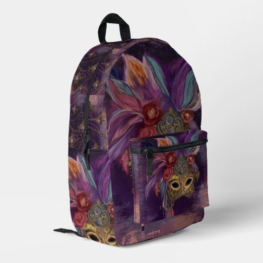 MASKERADE VENETIË KUNST BEDRUKTE RUGZAK (Achterkant Hoek Links)