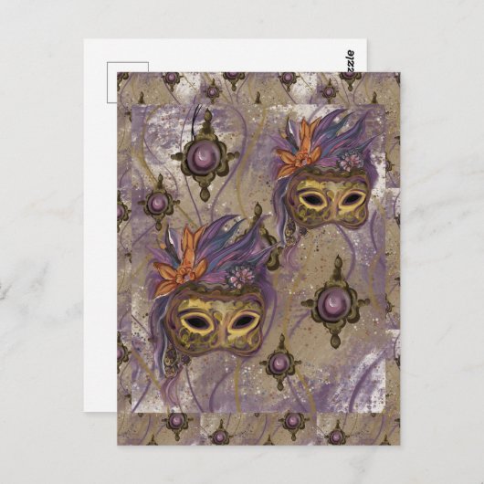 MASKERADE VENETIË KUNST BRIEFKAART (Voorkant / Achterkant)