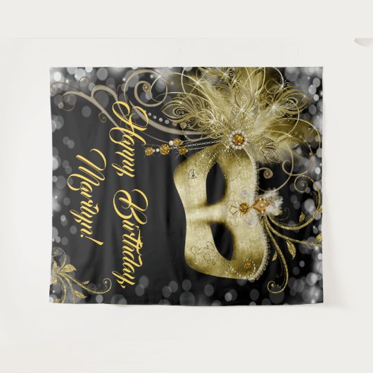 Maskerade Verjaardagsfeest Achtergrond Wandkleed (Voorkant (horizontaal))