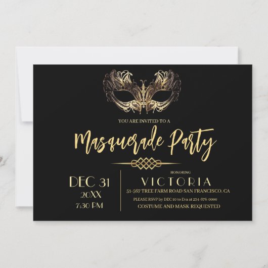 Maskerade Verjaardagsfeest Kaart (Voorkant)