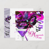 Maskerade Verjaardagsfeestmasker Pink Martini Kaart (Voorkant / Achterkant)