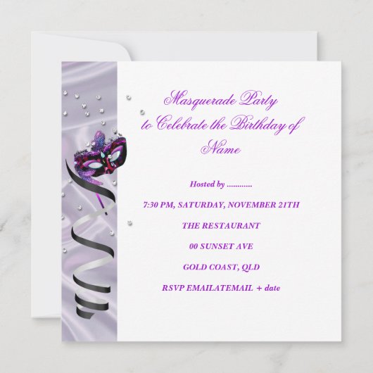 Maskerade Verjaardagsfeestmasker Pink Martini Kaart (Achterkant)