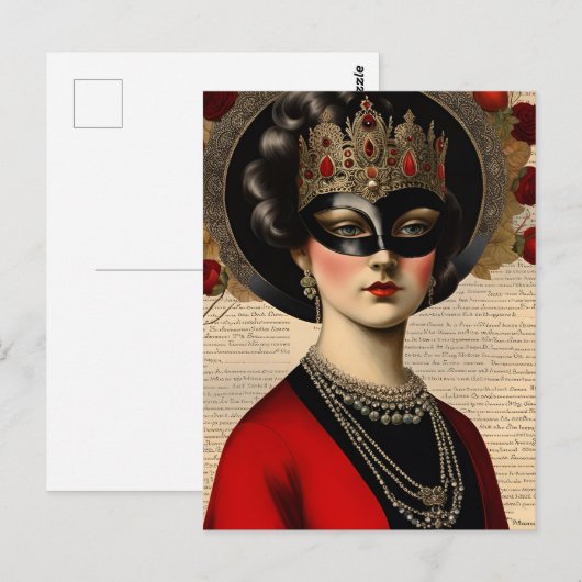 maskerade vrouw briefkaart (Voorkant / Achterkant)