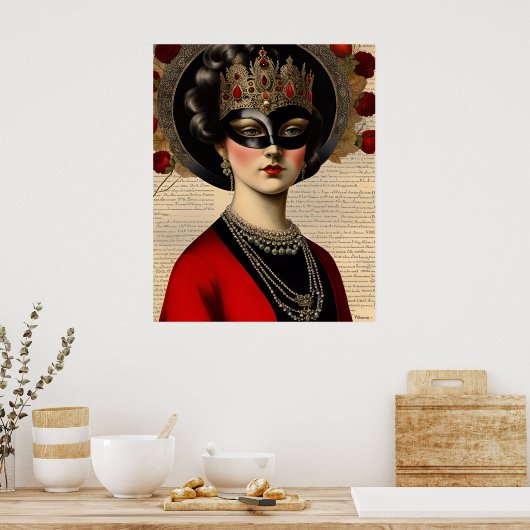 maskerade vrouw poster (Keuken)