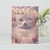Maskerade, witte kant masker 30e verjaardag kaart (Staand voorkant)