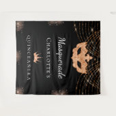 Maskerade zwart goud glitters Quinceanera verjaard Wandkleed (Voorkant (horizontaal))
