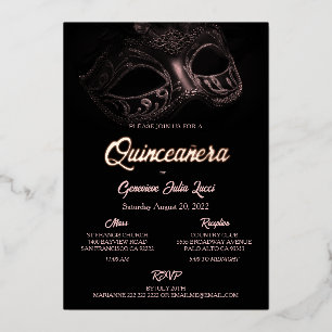 Maskeradebal Folie Quinceanera Feest Uitnodiging