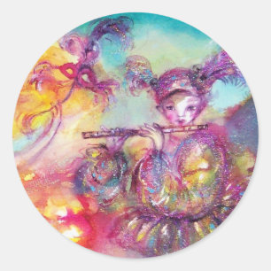 MASKERADEBAL, Mardi Gras-maskers, Dans, Muziek Ronde Sticker