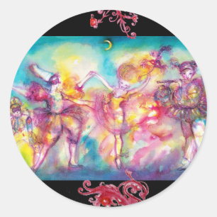 MASKERADEBAL, Mardi Gras-maskers, Dans, Muziek Ronde Sticker