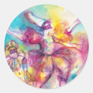 MASKERADEBAL, Mardi Gras-maskers, Dans, Muziek Ronde Sticker