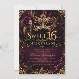 Maskeradebal Sweet 16 uitnodiging