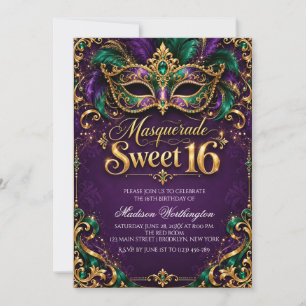 Maskeradebal Sweet 16 uitnodiging