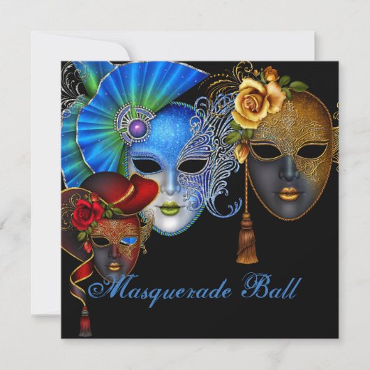 Maskeradebal Sweet Sixteen Verjaardagsuitnodiging Kaart (Voorkant)