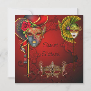 Maskeradebal, Sweet Sixteen verjaardagsuitnodiging Kaart