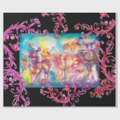 MASKERADEDANKERS, RODE PAARSE VLOEISTSTOFFEN CADEAUPAPIER (Vlak)