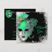 Maskeradefeest, Sweet Sixteen Glitter Uitnodiging (Voorkant / Achterkant)