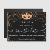 Maskeradefeest zwart goud save the date magneet (Voorkant / Achterkant)