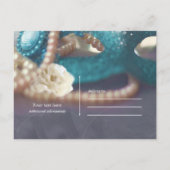 Maskerademasker & Parels Regenboog Save The Date Aankondigingskaart (Achterkant)