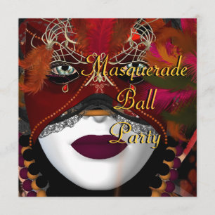 Maskerbal Feestmasker Zwart Rood 2 Kaart