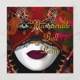 Maskerbal Feestmasker Zwart Rood 2 Kaart