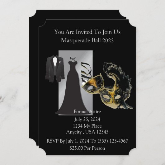 Maskerbal Kaart (Voorkant / Achterkant)