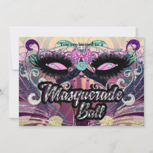 Maskerbal Kleurrijke Wimpers Masker Uitnodiging