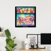 MASKERBAL, Mardi Gras-maskers, Dans, Muziek Poster (Thuiskantoor)