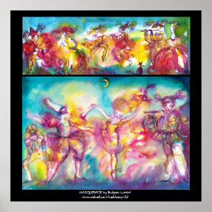 MASKERBAL, Mardi Gras-maskers, Dans, Muziek Poster