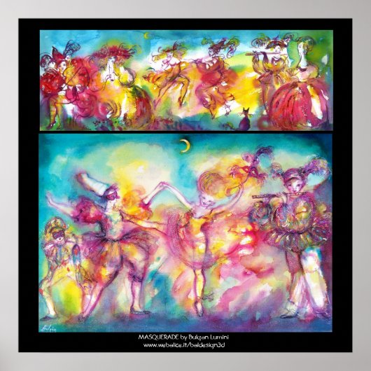 MASKERBAL, Mardi Gras-maskers, Dans, Muziek Poster (Voorkant)