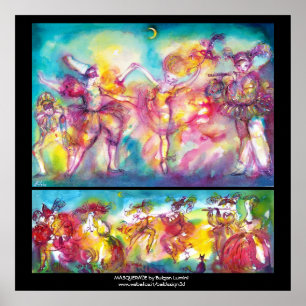 MASKERBAL, Mardi Gras-maskers, Dans, Muziek Poster