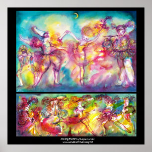 MASKERBAL, Mardi Gras-maskers, Dans, Muziek Poster