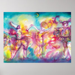 MASKERBAL, Mardi Gras-maskers, Dans, Muziek Poster