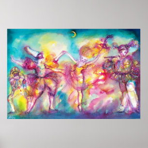 MASKERBAL, Mardi Gras-maskers, Dans, Muziek Poster