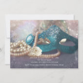 Maskerbal Masker & Parels Regenboog Uitnodigingen (Achterkant)