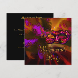 Maskerbal Masker Zwart Paars Rood Mardi Gras Kaart