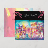 MASKERBAL, rode florale motieven Kaart (Voorkant / Achterkant)