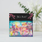 MASKERBAL, rode florale motieven Kaart (Staand voorkant)