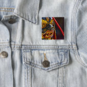 Maskerdansuitvoering op het Tshechu-festival Vierkante Button 5,1 Cm (In situ)
