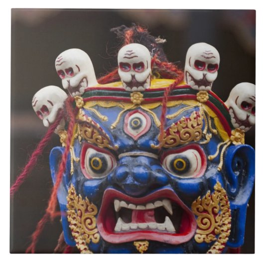Maskerdansuitvoering op Tshechu-festival 2 Tegeltje (Voorkant)