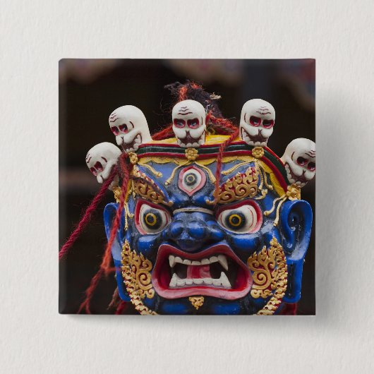 Maskerdansuitvoering op Tshechu-festival 2 Vierkante Button 5,1 Cm (Voorkant)