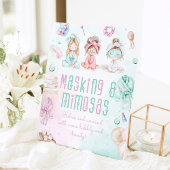 Maskeren en Mimosas kinder Spa feestje Gezichtstat Reclamebord Met Voetstuk