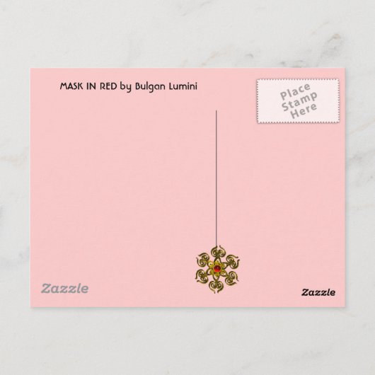 MASKEREN IN ROOD Venetiaanse Maskerade Gezichten Briefkaart (Achterkant)