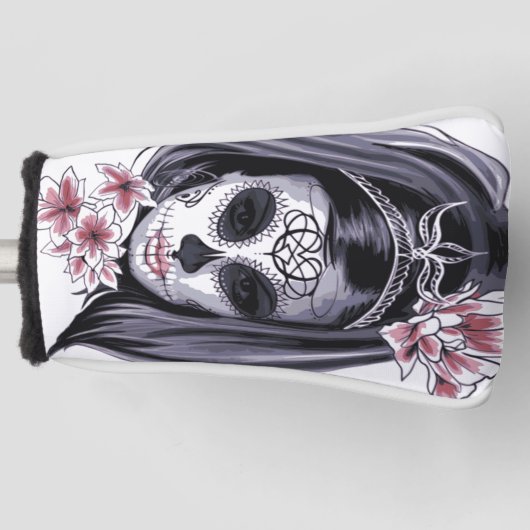 Maskerfeestdag van de dode Florale vrouw Golfheadcover (Voorkant)