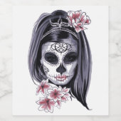 Maskerfeestdag van de dode Florale vrouw Wijn Etiket (Enkel label)